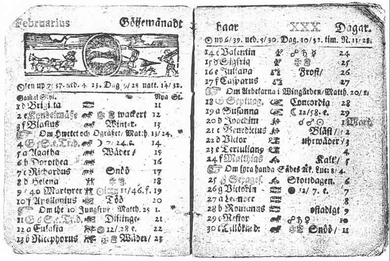 Kalender februari 1712